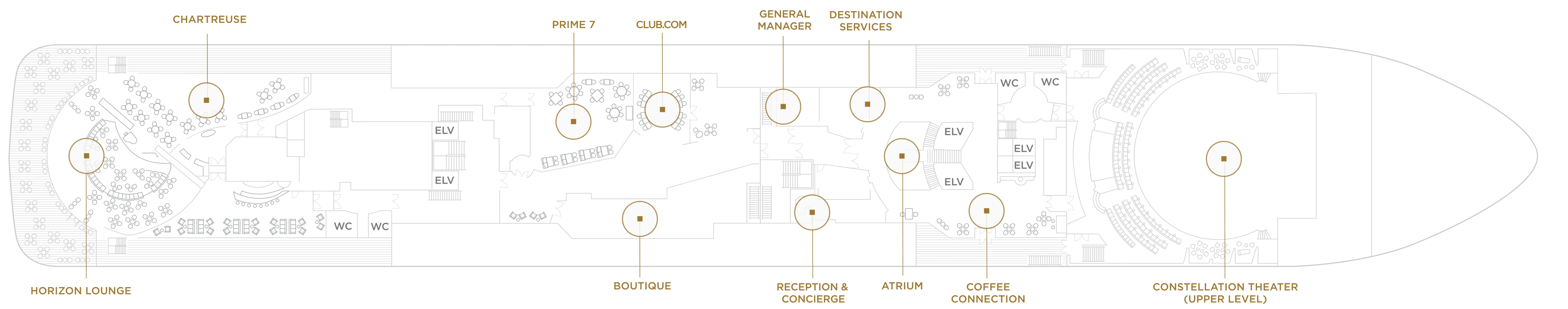 Seven Seas Voyager, Deck 5: official cabin and venue layout