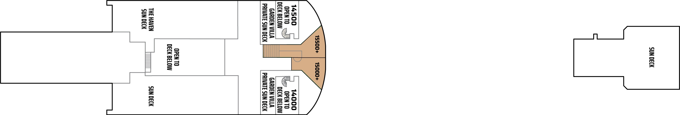 Norwegian Pearl, Deck 15: official cabin and venue layout