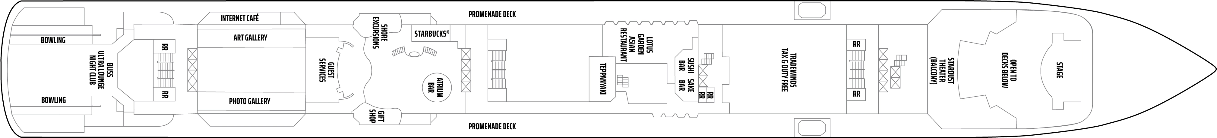 Norwegian Pearl, Deck 7: official cabin and venue layout