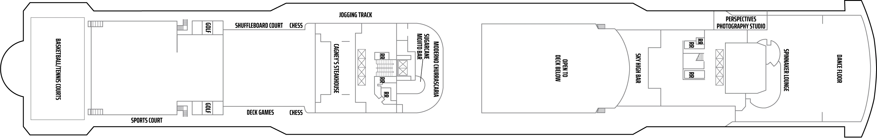 Norwegian Pearl, Deck 13: official cabin and venue layout
