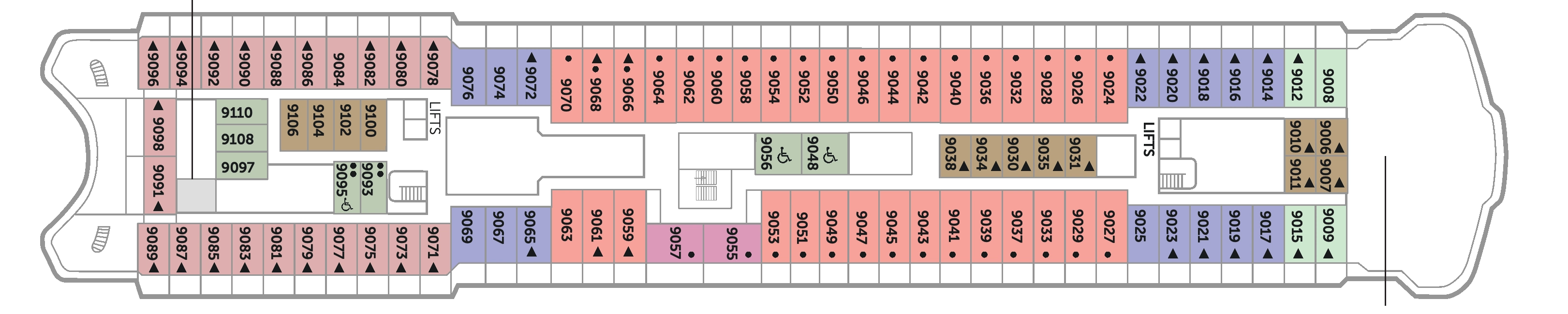 Balmoral, Deck 9: official cabin and venue layout