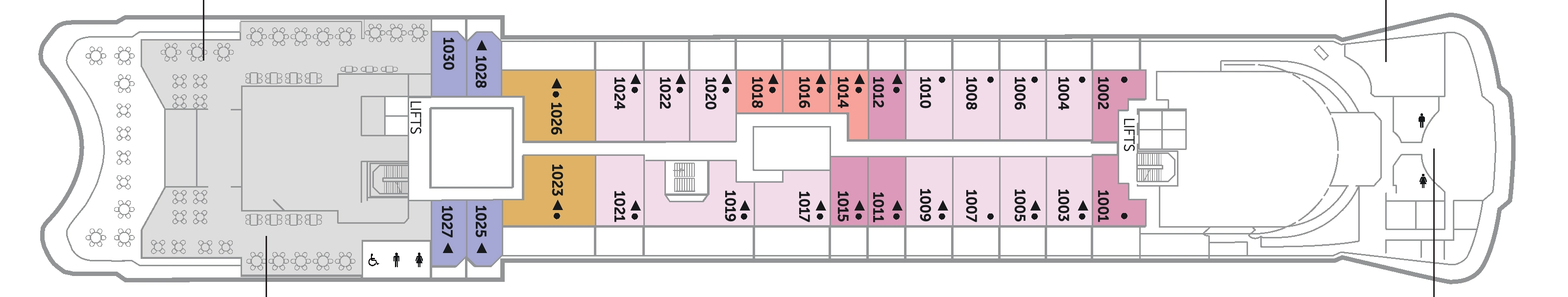 Balmoral, Deck 10: official cabin and venue layout