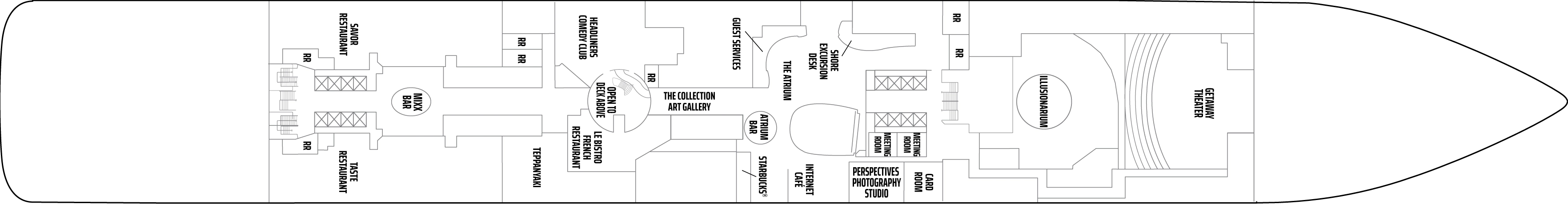 Norwegian Getaway, Deck 6: official cabin and venue layout