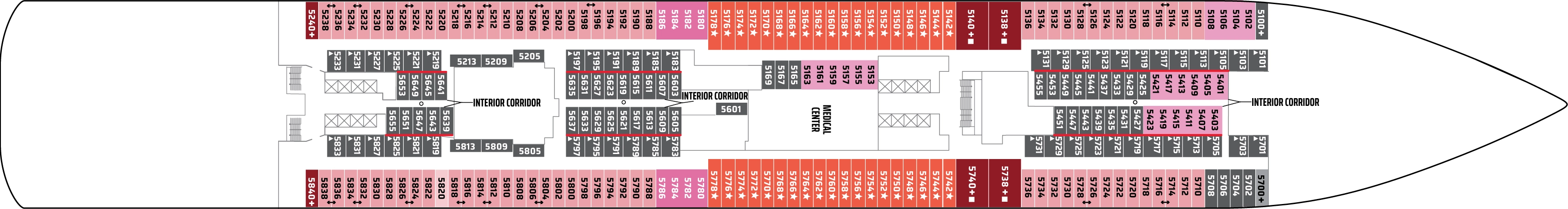 Norwegian Getaway, Deck 5: official cabin and venue layout