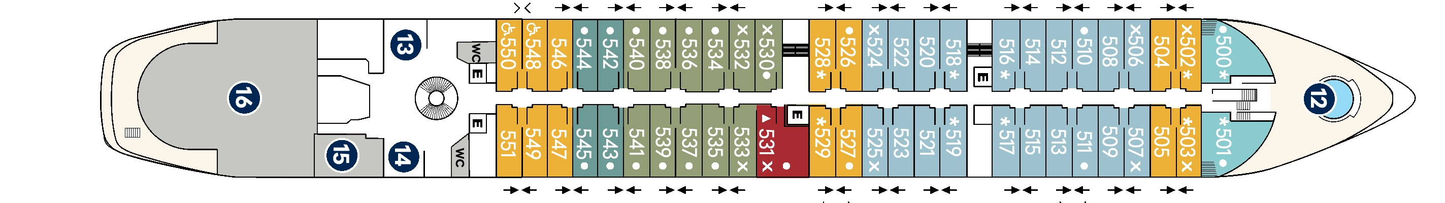 Star Breeze, Deck 5: official cabin and venue layout