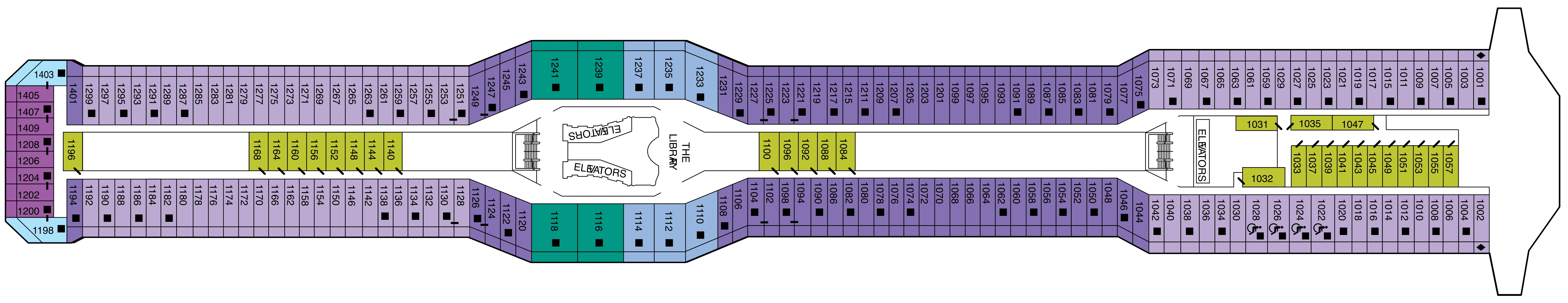 Celebrity Eclipse, Deck 10: official cabin and venue layout