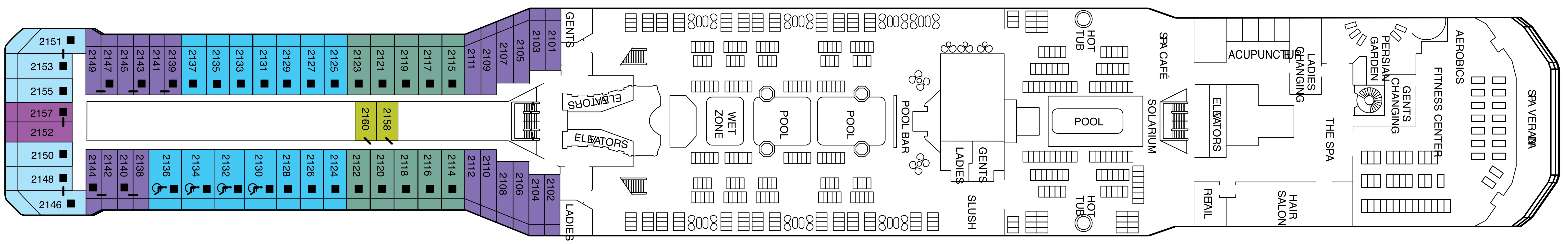 Celebrity Eclipse, Deck 12: official cabin and venue layout