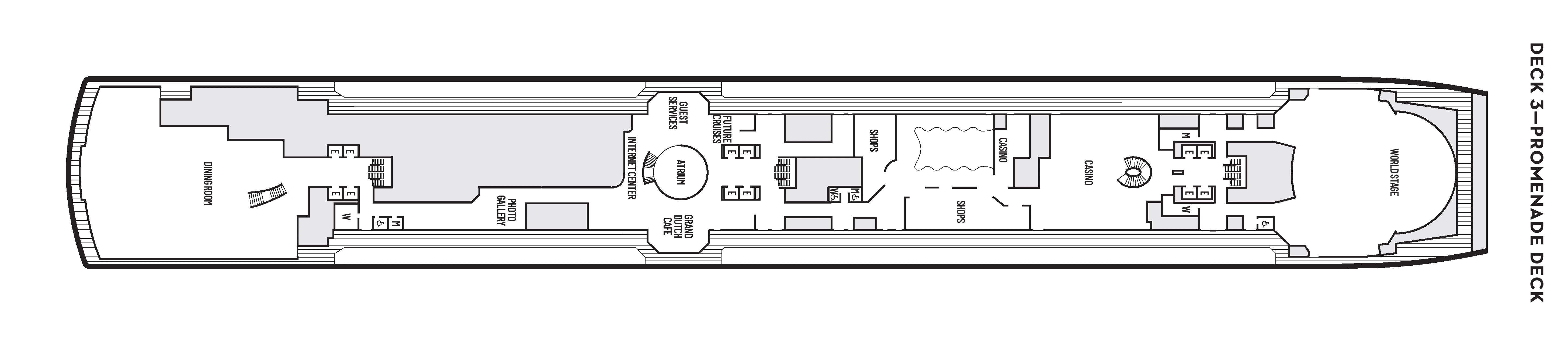 Rotterdam, Deck 3: official cabin and venue layout