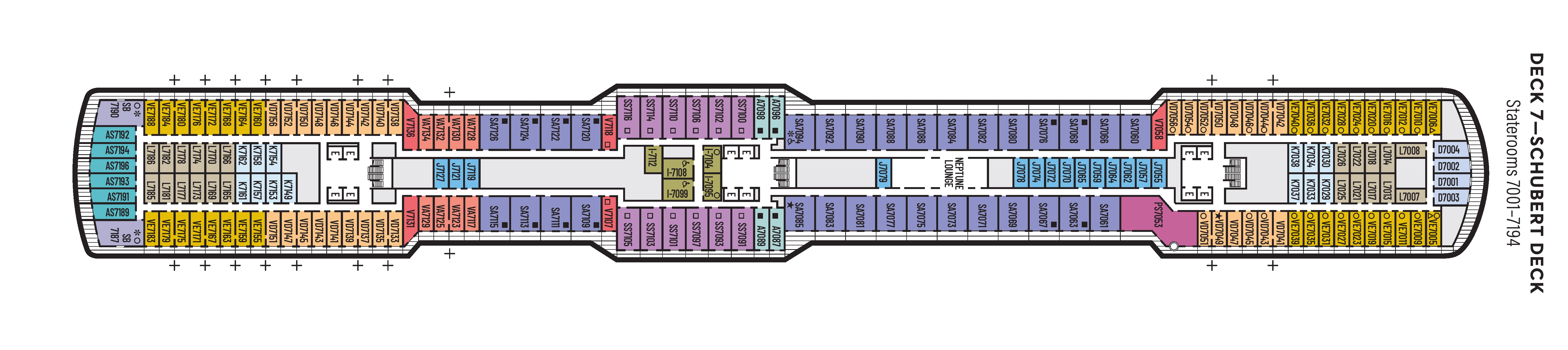 Rotterdam, Deck 7: official cabin and venue layout