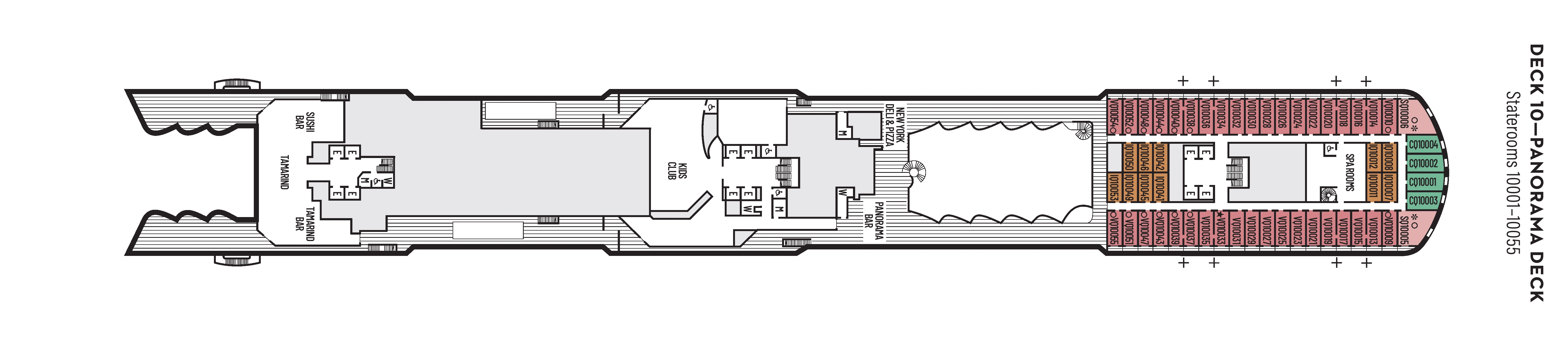 Rotterdam, Deck 10: official cabin and venue layout
