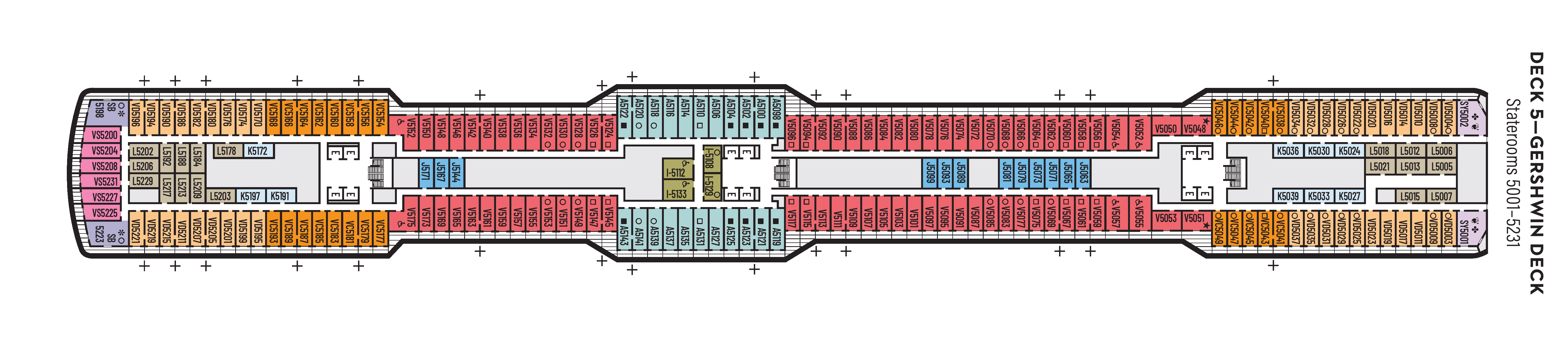 Rotterdam, Deck 5: official cabin and venue layout