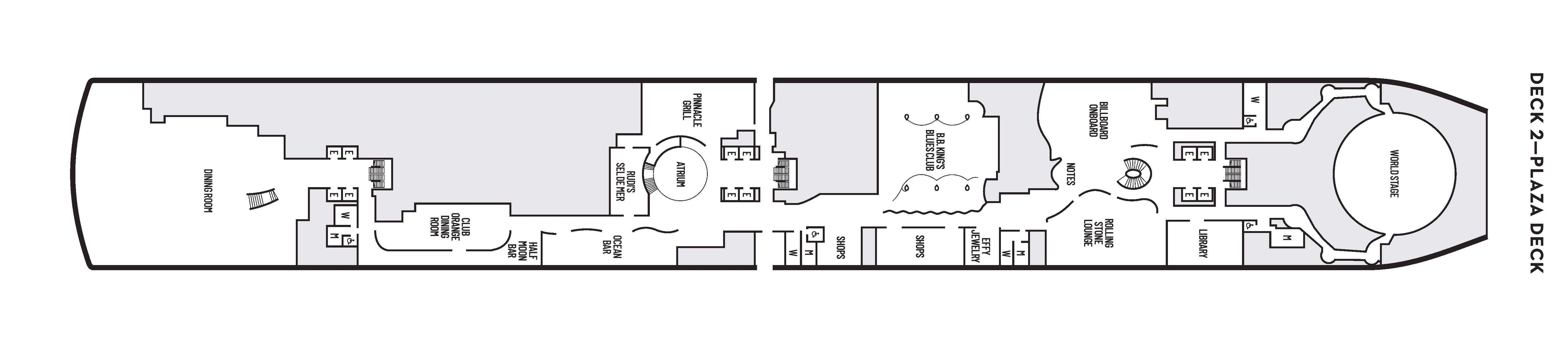 Rotterdam, Deck 2: official cabin and venue layout