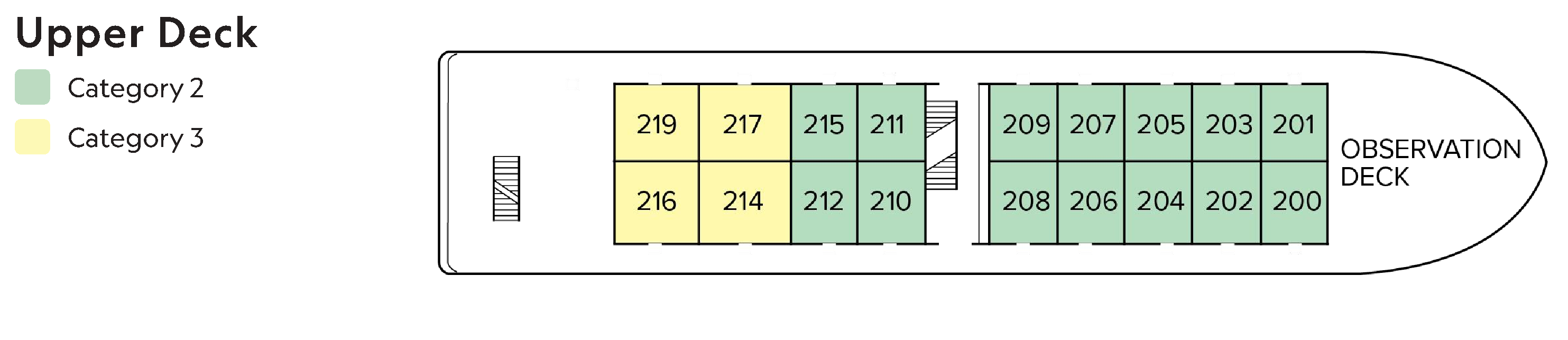 National Geographic Sea Lion, Deck 2: official cabin and venue layout