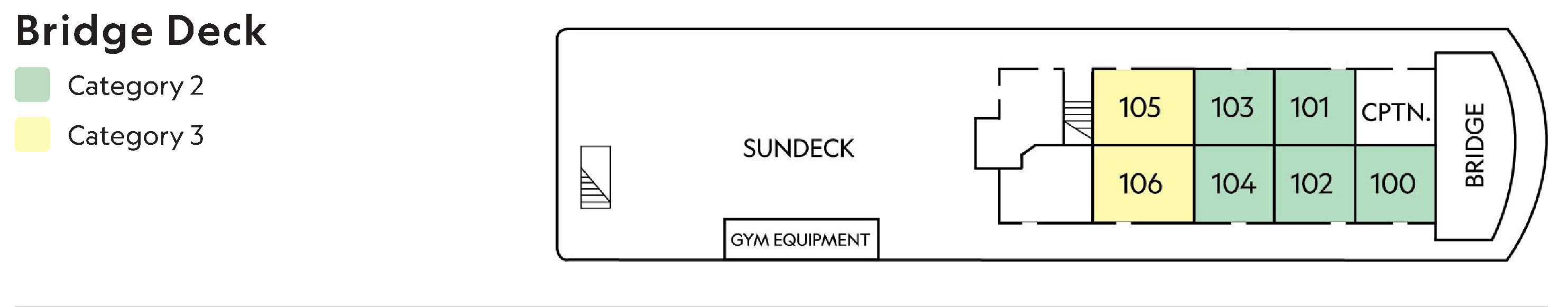 National Geographic Sea Lion, Deck 3: official cabin and venue layout