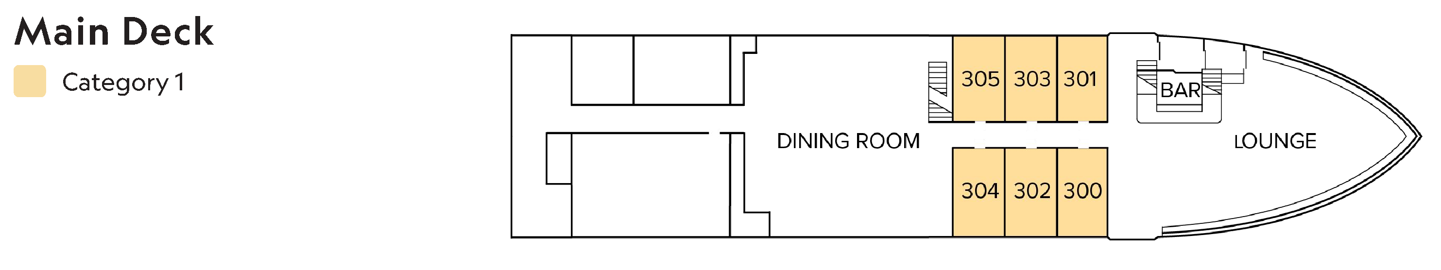 National Geographic Sea Lion, Deck 1: official cabin and venue layout