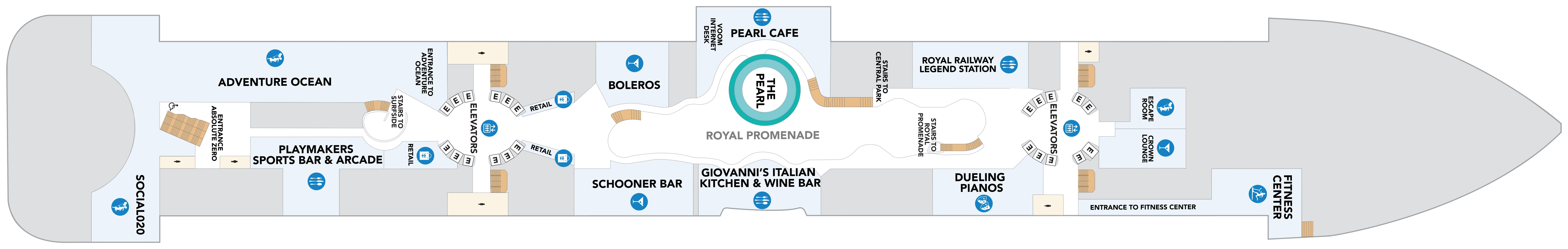 Legend of the Seas, Deck 6: official cabin and venue layout