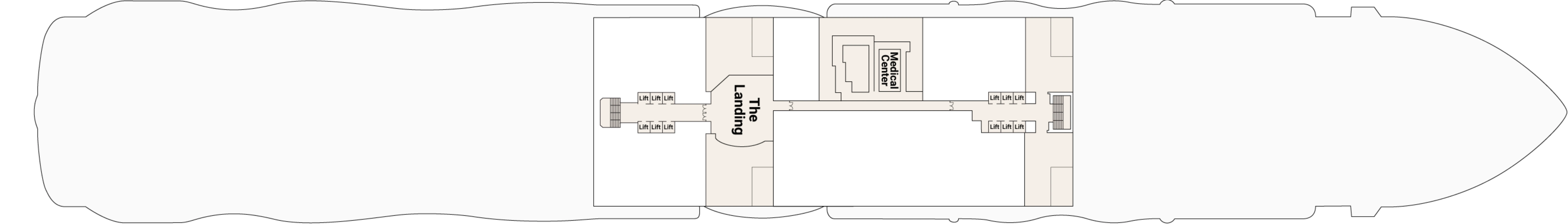 Sun Princess, Deck 4: official cabin and venue layout