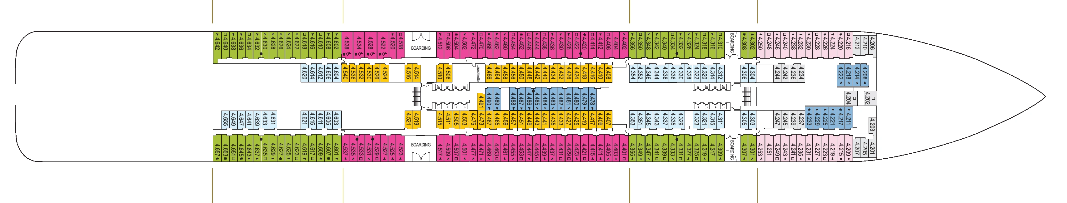 Iona, Deck 4: official cabin and venue layout