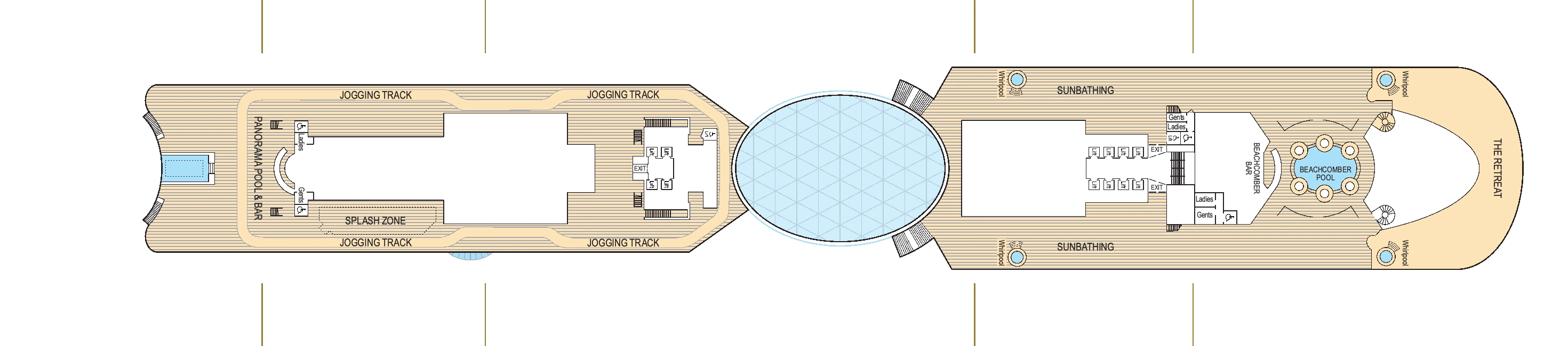 Iona, Deck 18: official cabin and venue layout