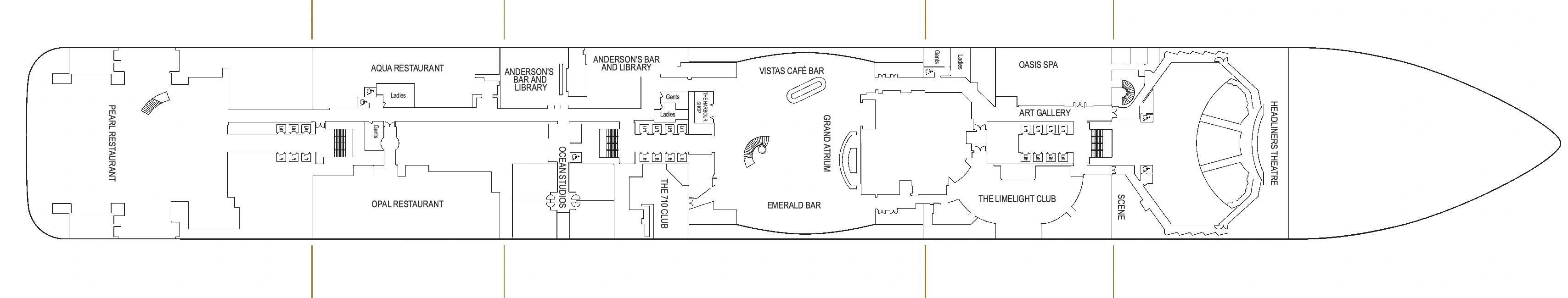 Iona, Deck 6: official cabin and venue layout