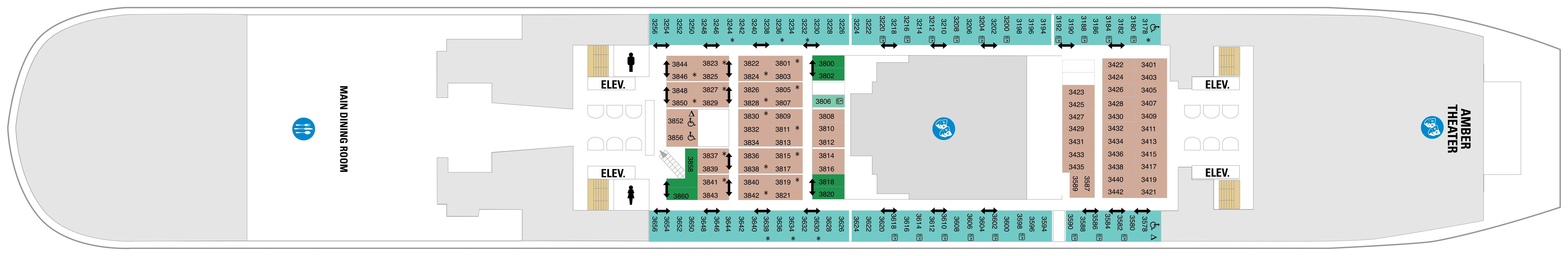 Allure of the Seas, Deck 3: official cabin and venue layout