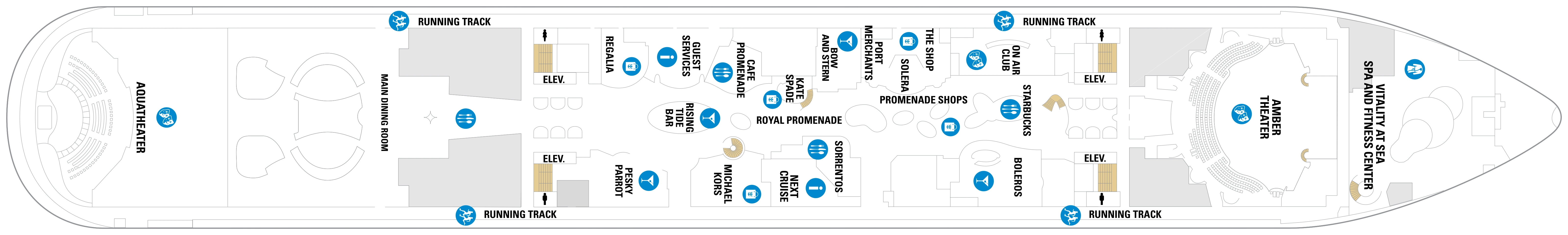Allure of the Seas, Deck 5: official cabin and venue layout