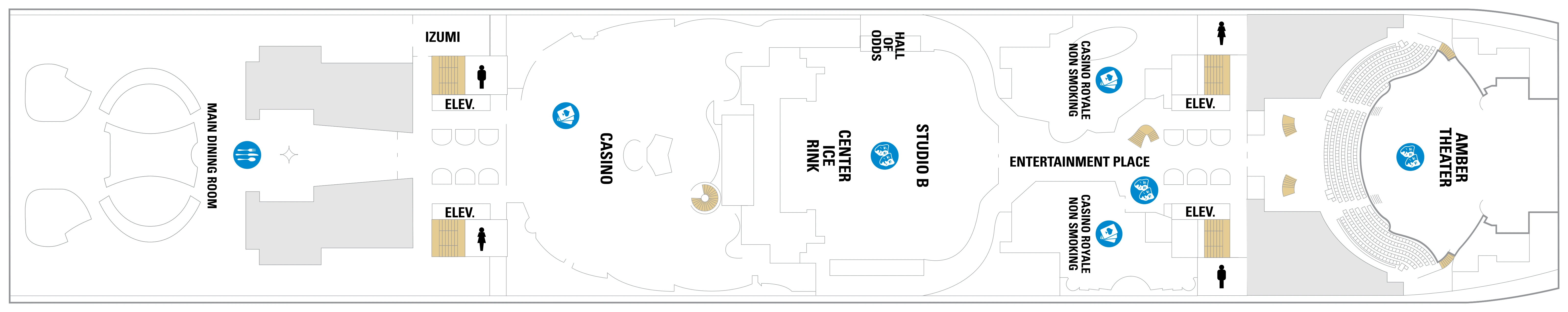 Allure of the Seas, Deck 4: official cabin and venue layout