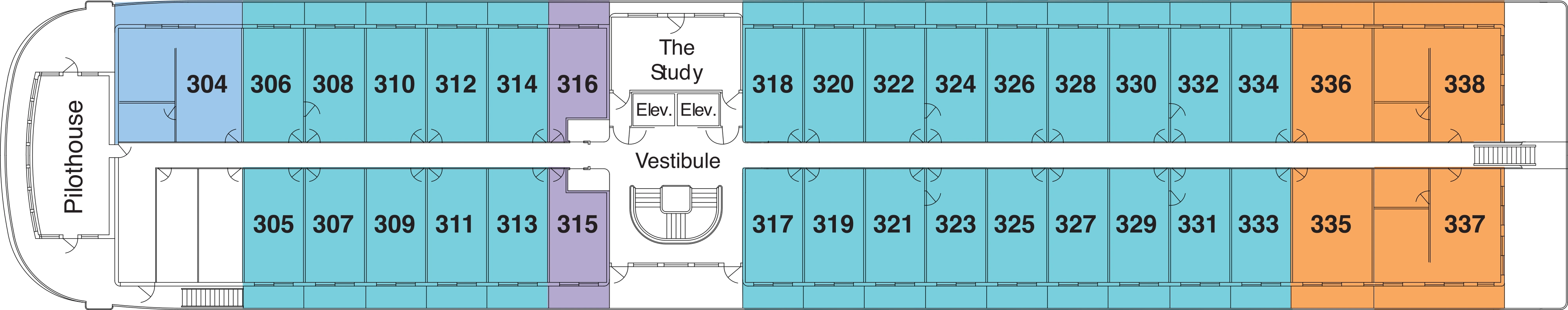 American Song, Deck 3: official cabin and venue layout