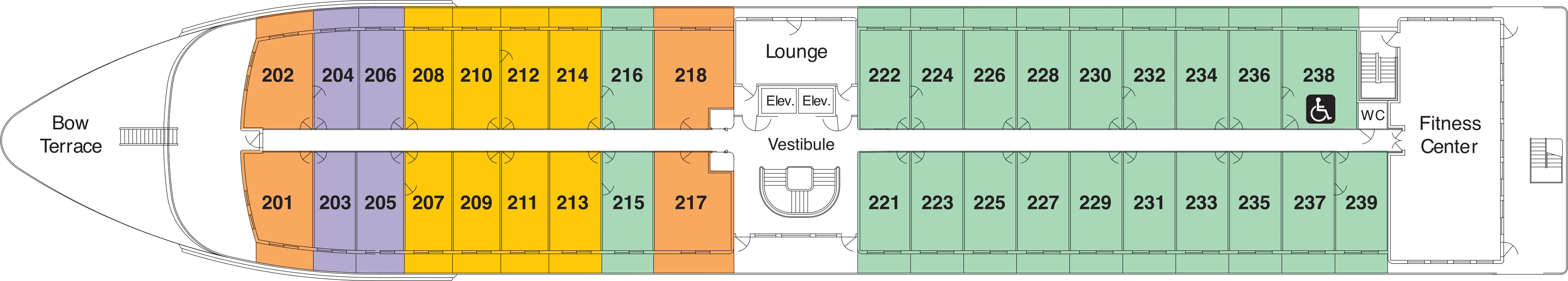 American Song, Deck 2: official cabin and venue layout