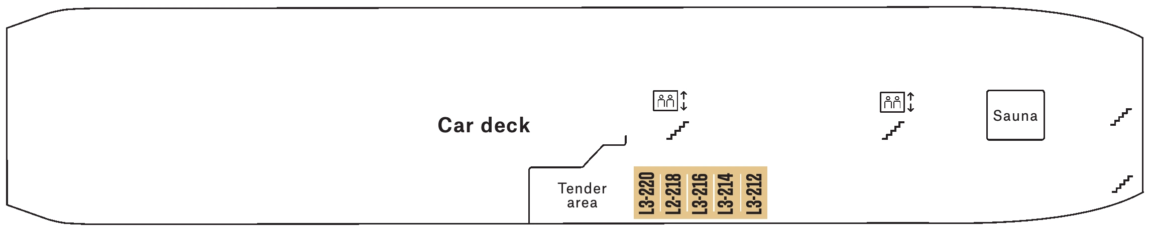 Nordlys, Deck 2: official cabin and venue layout