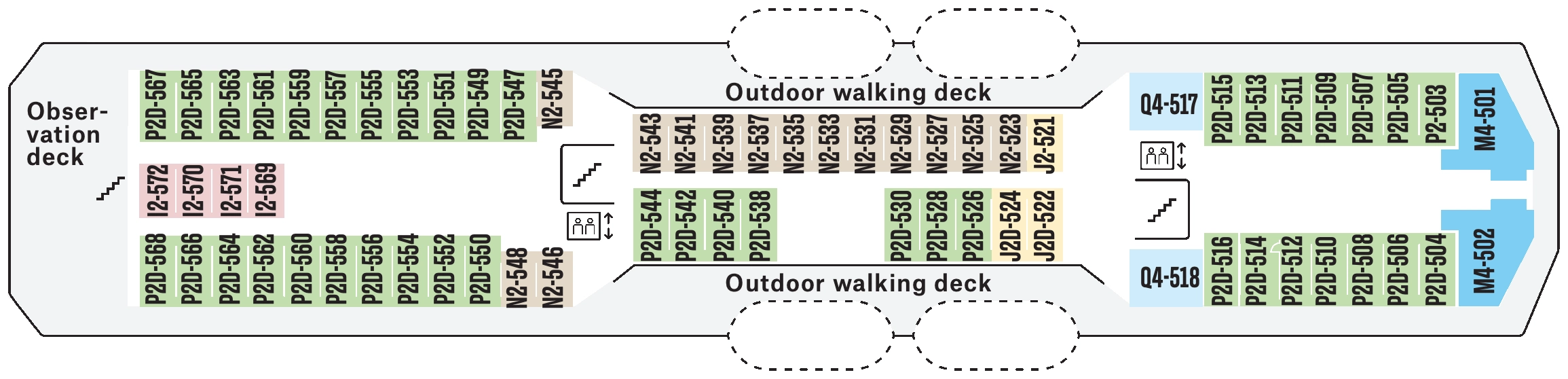 Nordlys, Deck 5: official cabin and venue layout