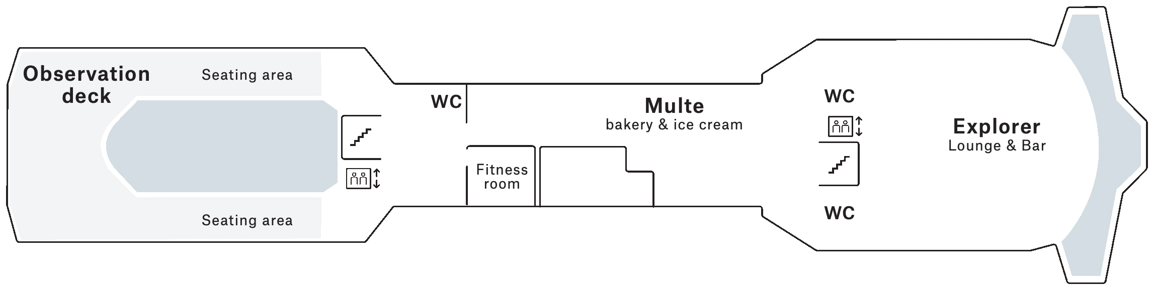 Nordlys, Deck 7: official cabin and venue layout