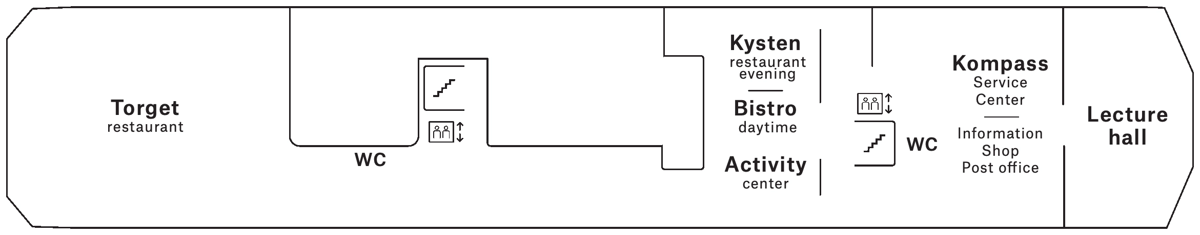 Nordlys, Deck 4: official cabin and venue layout