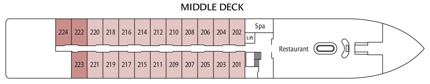 Douro Splendour, Deck 2: official cabin and venue layout