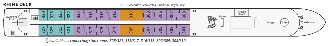 S.S. Victoria, Deck 3: official cabin and venue layout