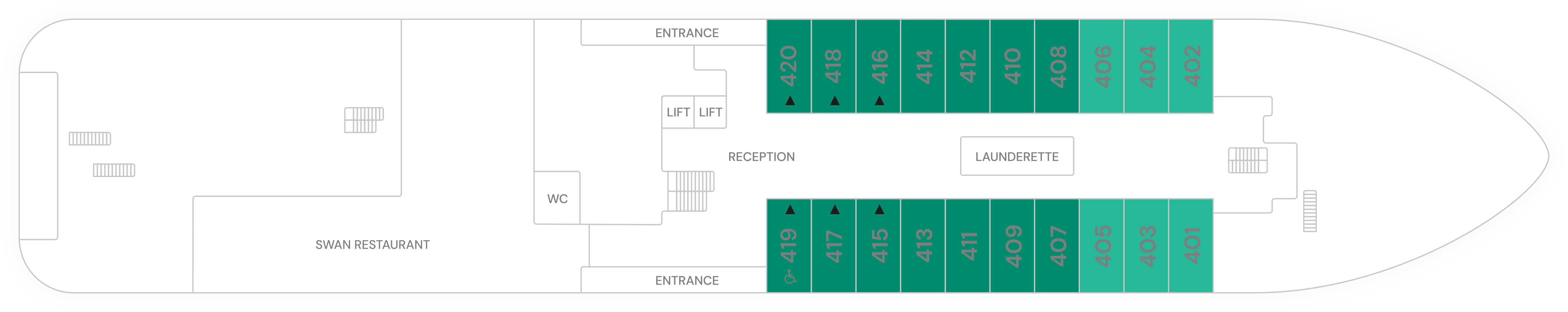 SH Diana, Deck 4: official cabin and venue layout