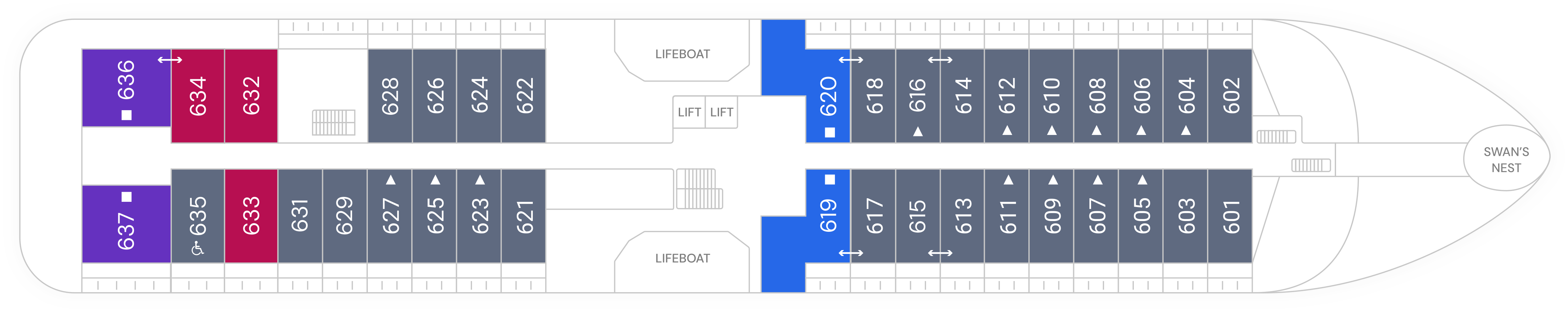 SH Diana, Deck 6: official cabin and venue layout
