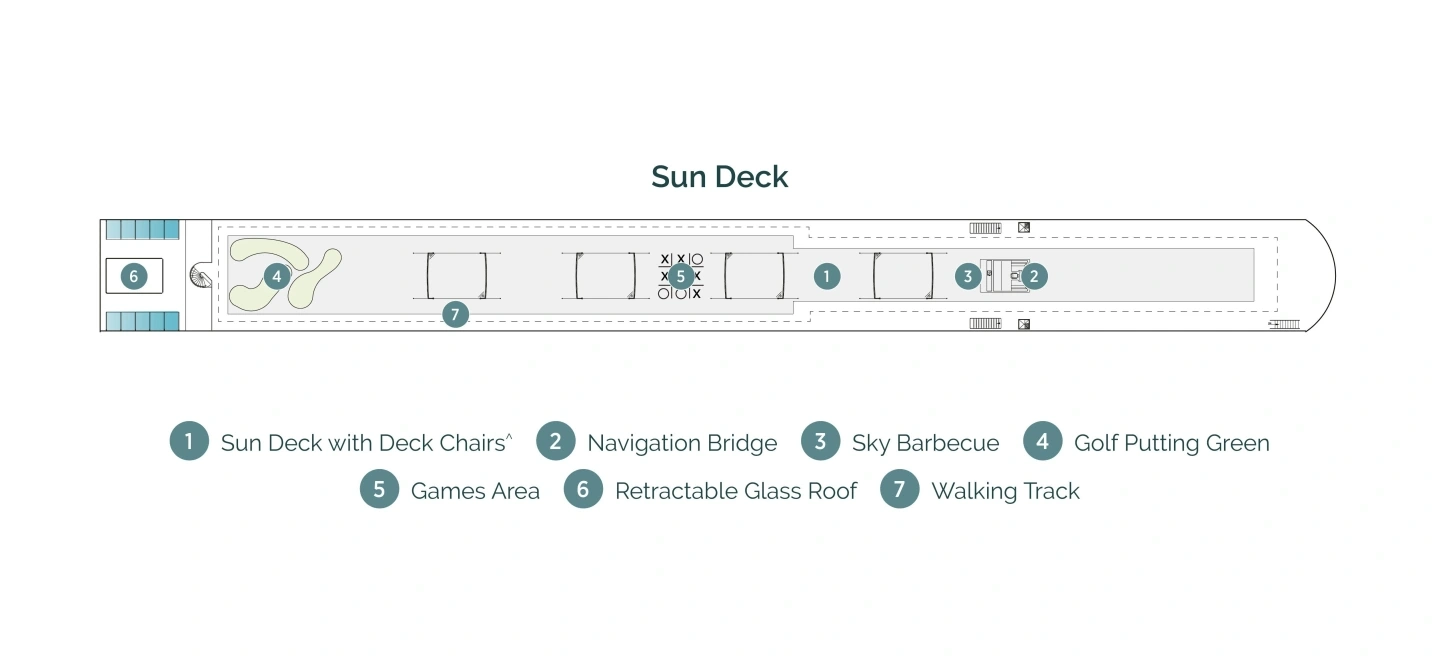 Emerald Destiny, Deck 4: official cabin and venue layout