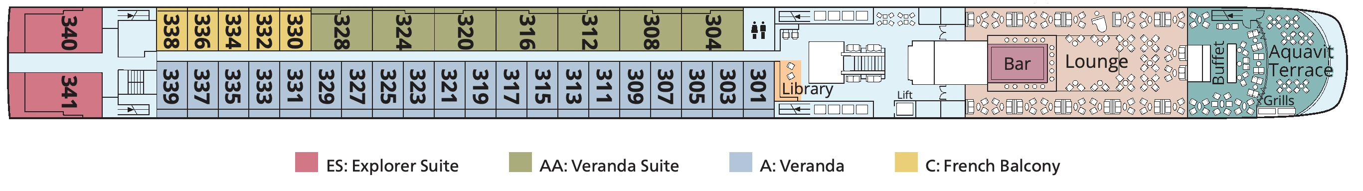 Viking Sjofn, Deck 3: official cabin and venue layout