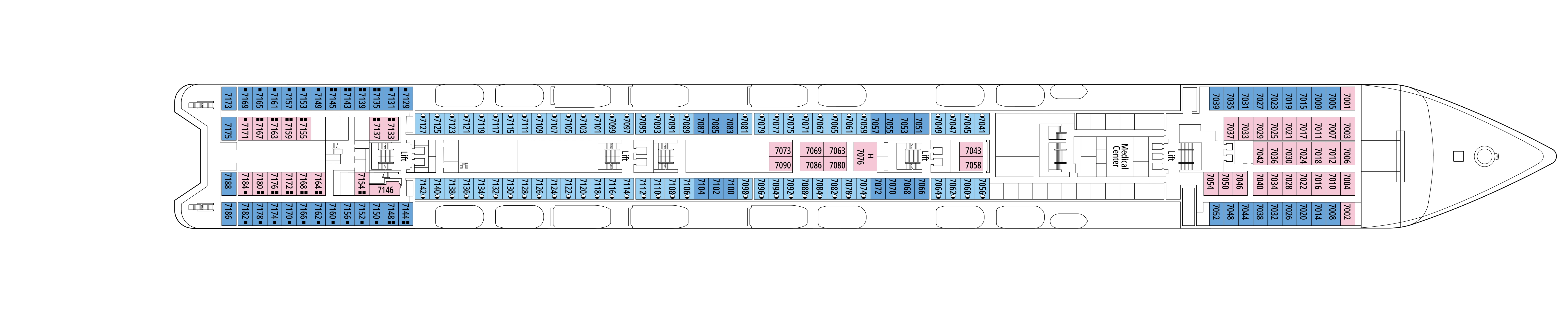 MSC Armonia, Deck 7: official cabin and venue layout