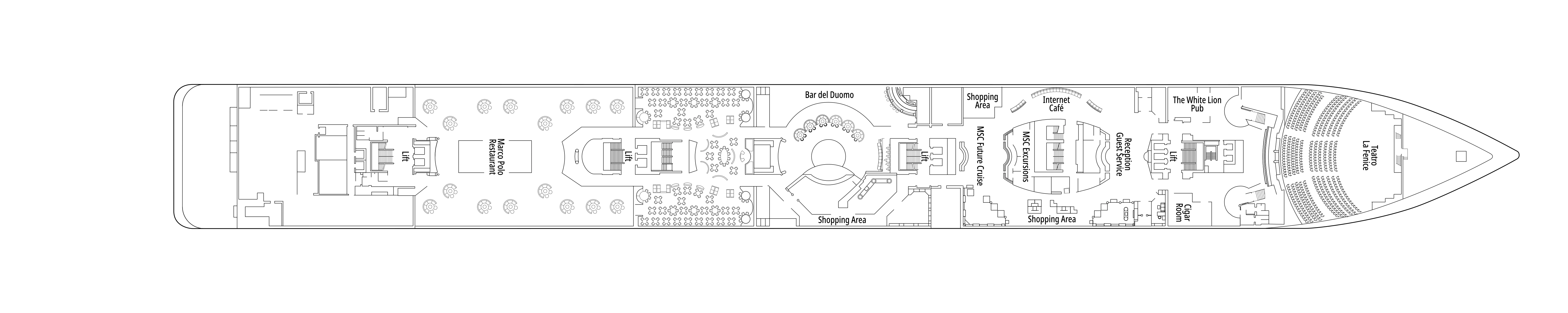 MSC Armonia, Deck 5: official cabin and venue layout