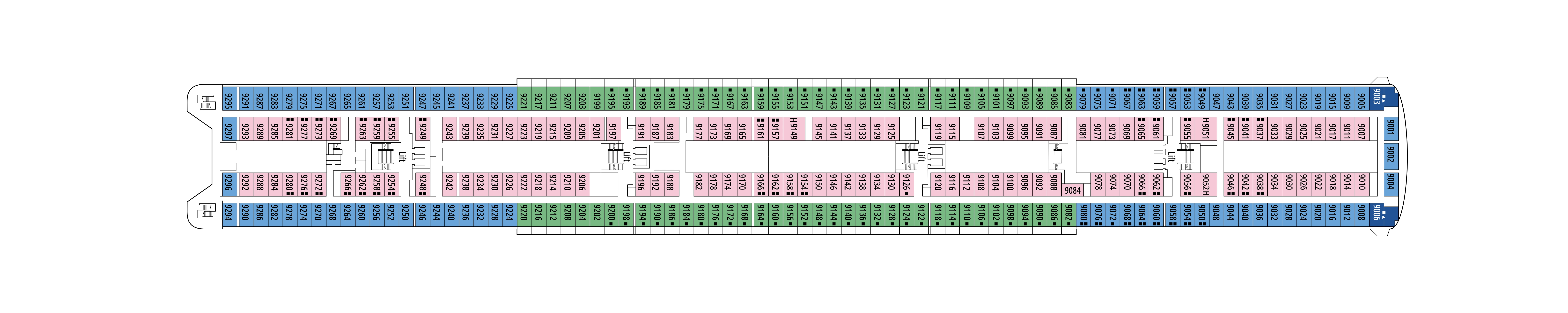 MSC Armonia, Deck 9: official cabin and venue layout