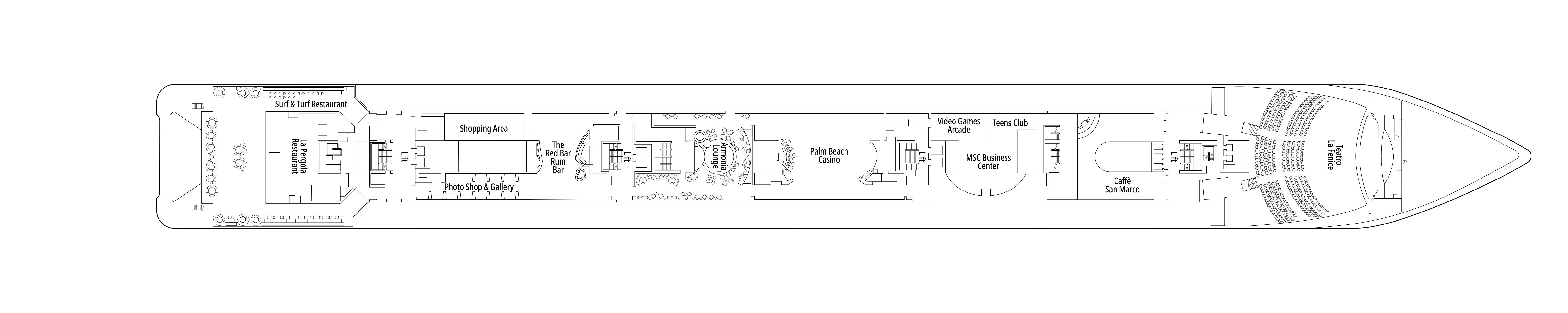 MSC Armonia, Deck 6: official cabin and venue layout