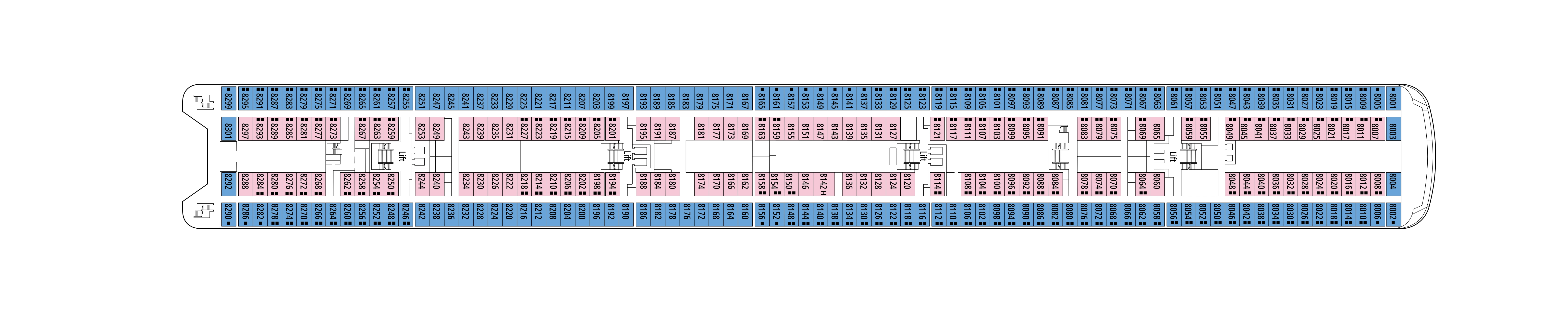MSC Armonia, Deck 8: official cabin and venue layout