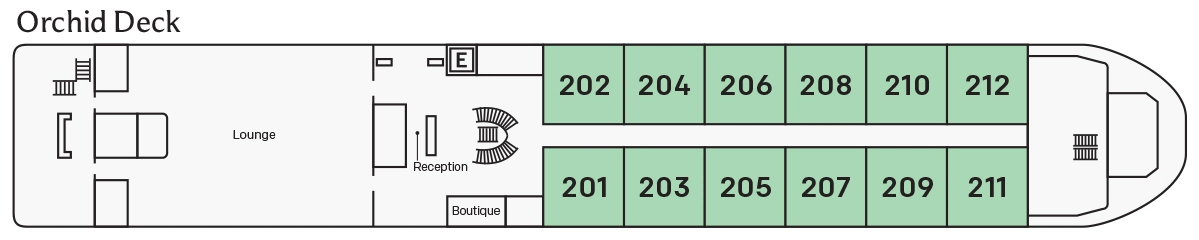 Mekong Mystique, Deck 2: official cabin and venue layout