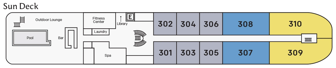 Mekong Mystique, Deck 3: official cabin and venue layout