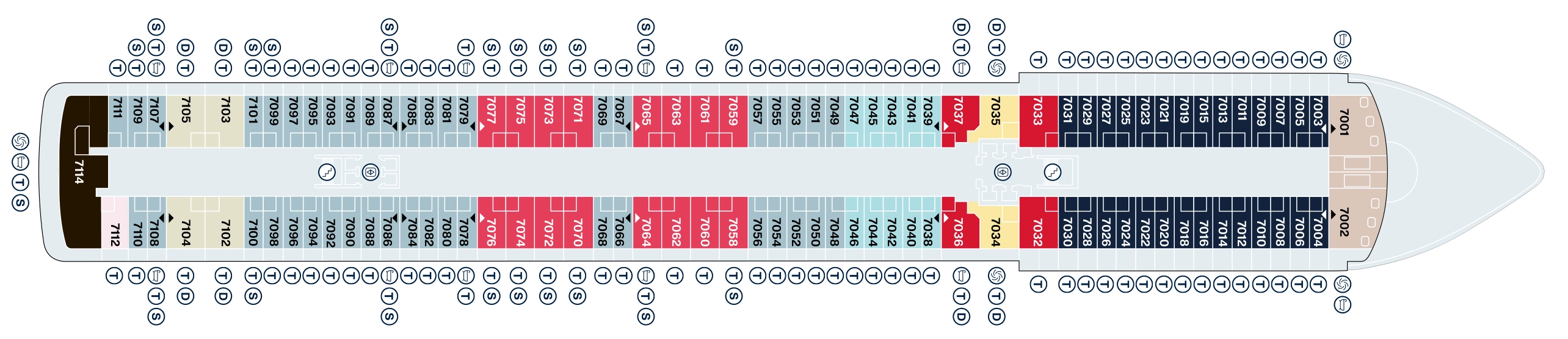 Explora V, Deck 7: official cabin and venue layout