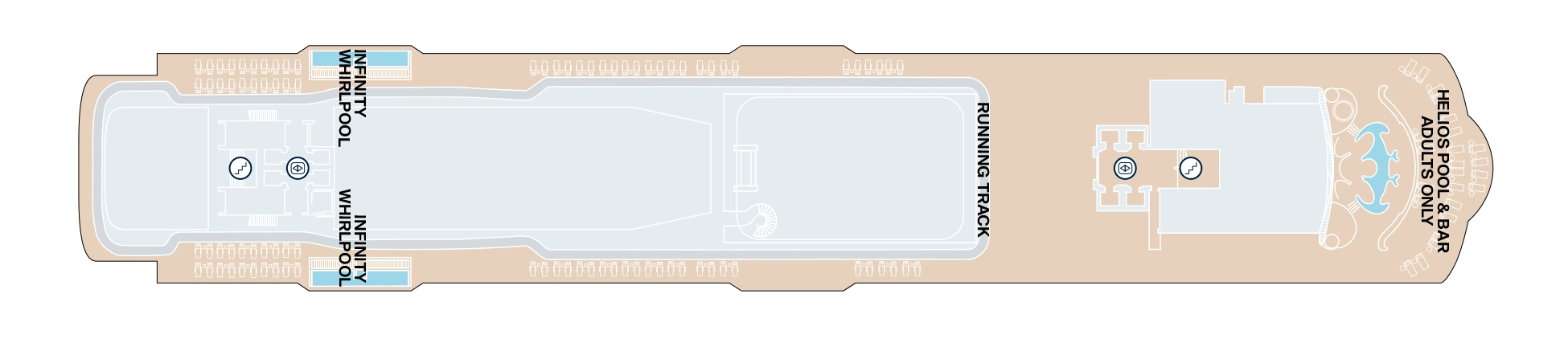 Explora V, Deck 12: official cabin and venue layout
