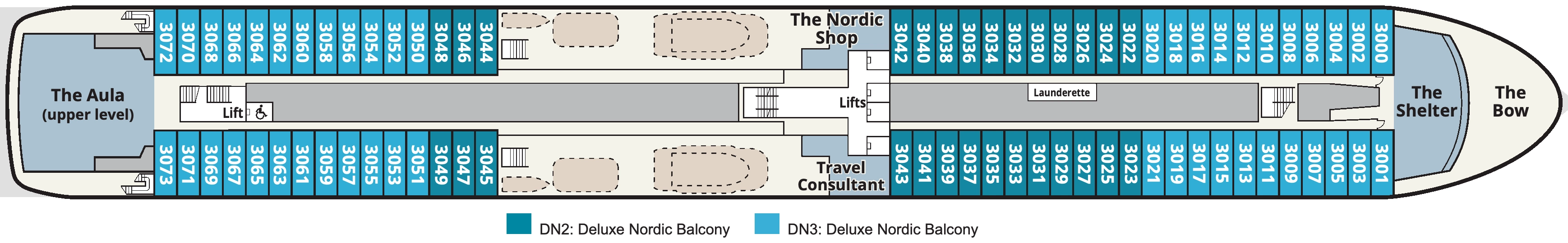 Viking Polaris, Deck 3: official cabin and venue layout