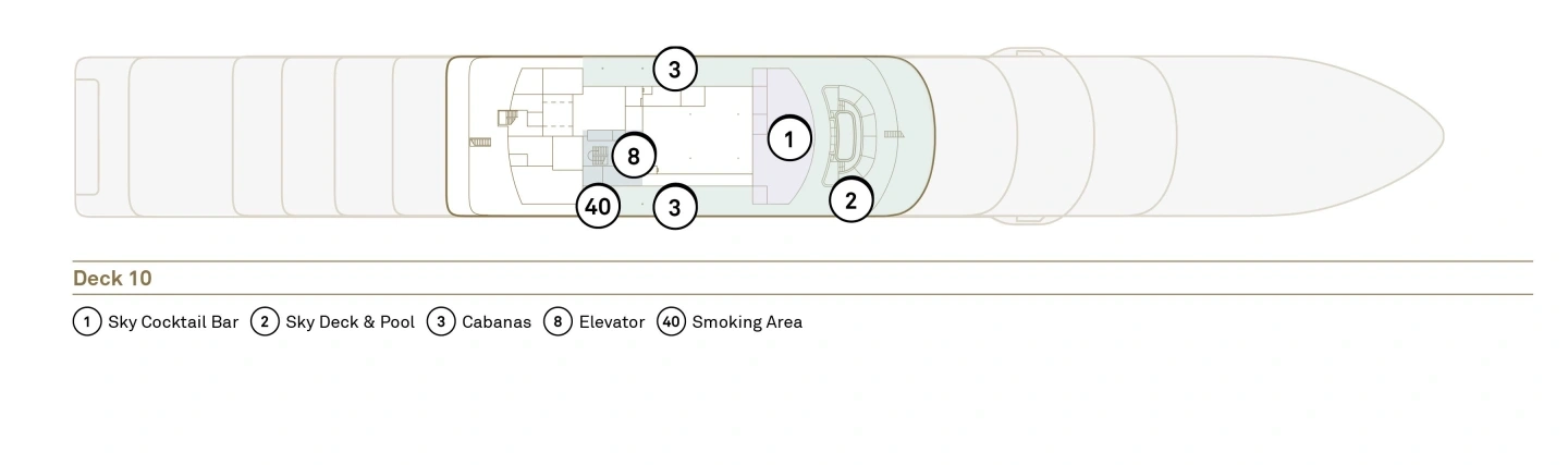 Scenic Ikon, Deck 10: official cabin and venue layout